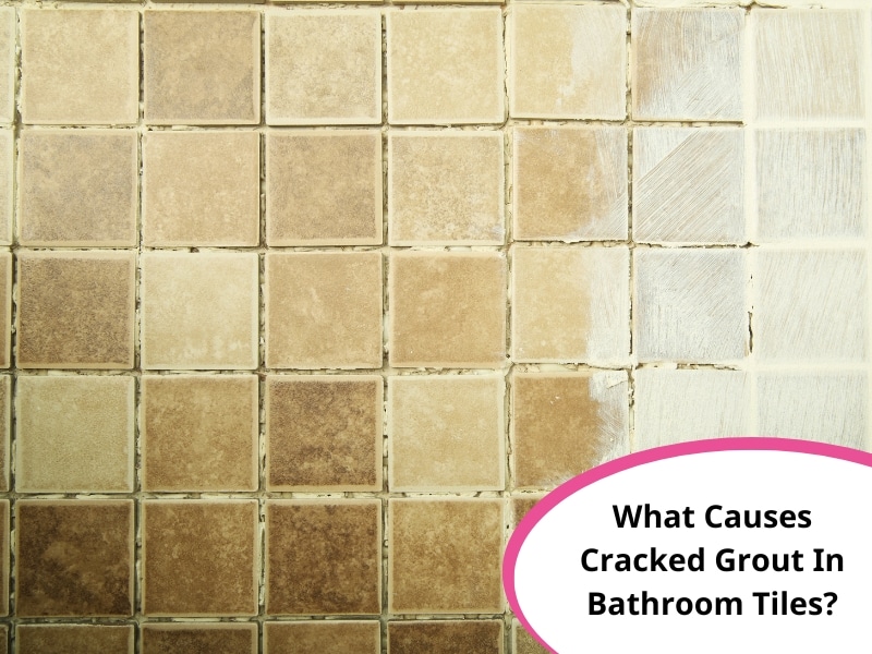 Bathroom tiles showing cracked grout lines due to wear and tear, causing discoloured and damaged areas.